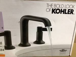 lot 5 image: KOHLER Ashan 8 in. Widespread 2-Handle Bathroom Faucet in Matte Black customer return review pictures