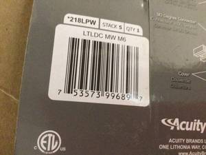 lot 6 image: Lot of Lithonia Lighting LTLDC MW M6 90° Connector TRACK LIGHTING KIT White Black NEW