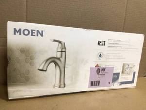 lot 14 image: MOEN Wellton 4 in. Centerset Single Handle Bathroom Faucet in Spot Resist Brushed Nickel customer return review pictures