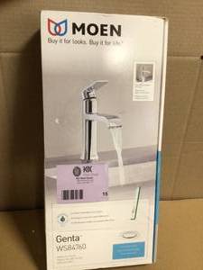 lot 15 image: MOEN Genta Single Hole Single-Handle Bathroom Faucet in Chrome