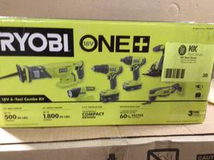 RYOBI ONE 18V Lithium-Ion Cordless 6-Tool Combo Kit with (2) Batteries, Charger, and Bag