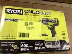 RYOBI  ONE HP 18V Brushless Cordless 4-Mode 12 in. Impact Wrench  Lithium-Ion Battery & Charger