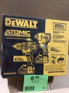 DEWALT ATOMIC 20V MAX Cordless Brushless Compact DrillImpact 2 Tool Combo Kit with (2) 1.3Ah Batteries, Charger, and Bag,