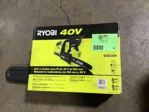 RYOBI  40V 10 in. Cordless Battery Chainsaw with 2.0 Ah Battery and Charger, customer return, review all pictures