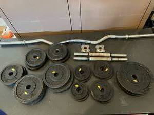 lot 5 image: Adjustable Steel Curl Bar, Barbell Lifting Dumbells