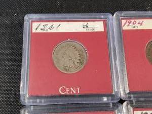 GROUP OF 4 INDIAN HEAD CENTS 1861 1904 1905 1909