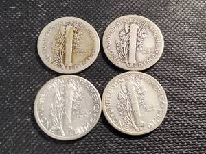 4 US MERCURY DIMES 1916 1917-S 1941 1944-D