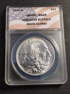 2001-D AMERICAN BUFFALO MS69 ANACS FLAG LABEL