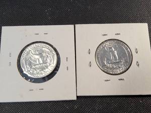 2 BU-UNC WASHINGTON QUARTERS 1963-D 1964