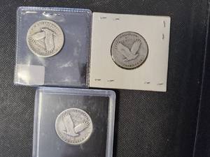 3 STANDING LIBERTY QUARTERS 1925 1927 1930