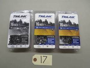 3 Pack Lot - TriLink 16 54 Link Chainsaw Chain - S54