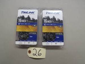 2 Pack Lot - TriLink 16 67 Link Chainsaw Chain - M67