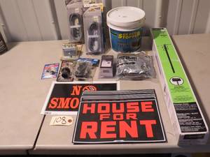 Mixed Lot Garage DoorAutomobile LightsDriveway PatchSignsMailbox Post Items