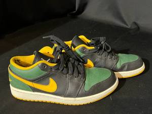 lot 151 image: Air Jordan 1 Mids - GreenBlackYellow