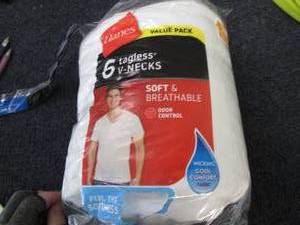 lot 84 image: Hanes Medium Vneck White Tshirts...