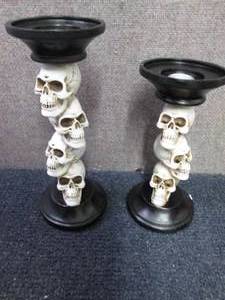 lot 259 image: Skull Candle Holders...