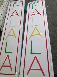2 metal falala signs  38 inches x 9...