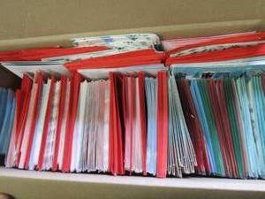 box of christmas cards and envelope...