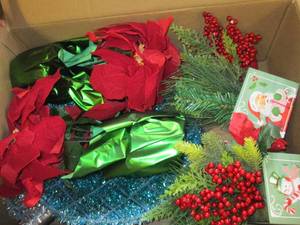 box of faux christmas plants ...