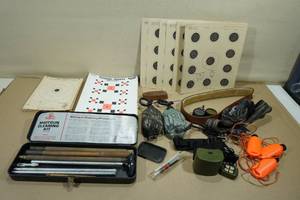 lot 74 image: Assorted Hunting Gear, Targets, Gun Cleaning Kit