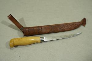 lot 89 image: Marttiini Rapala Hand Ground Stainless Wood Handle Fillet Knife