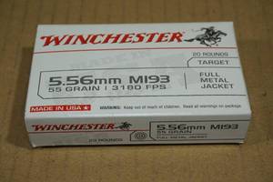 lot 168 image: 20 Winchester 5.56mm 55 Gr FMJ Ammo