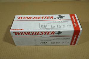 lot 189 image: 100 Winchester 20 Ga 2-34 7.5 Shot Shotshells