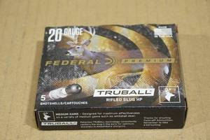 lot 195 image: 5 Federal Premium 20 Ga 3 HP Rifled Slugs