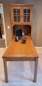 lot 13 image: Warm Mission Home Office Desk  Cabinet