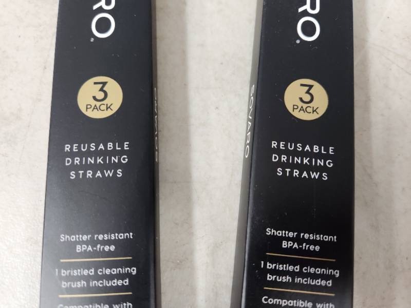 lot 179 image: 2 New Sets of Sovaro Reusable Straws with Cleaning Brushes