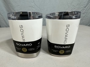 lot 180 image: 2 New Sovaro Stainless Steel Lowball Tumblers with Lids
