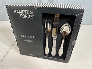 lot 186 image: New 45 pc Hampton Forge Argent Flatware  Silverware Set
