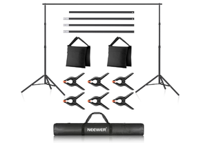 lot 130 image: Neewer Backdrop Stand Support System - 6 Clamps, 2 Black Sandbags Included