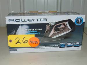 lot 26 image: Rowenta DW2459 Access Steam Iron with Retractable Cord and Stainless Steel Soleplate, Black