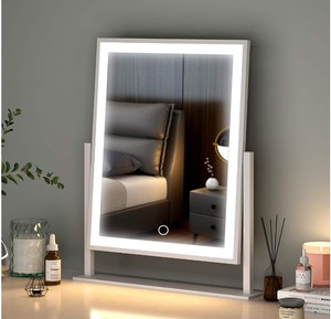 lot 36 image: Lighted Hollywood Vanity Makeup Mirror with Smart Touch Control 3-Gear Dimable Light 360°Rotation (12in. White)