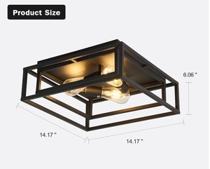 lot 66 image: Black Flush Mount Ceiling Light Fixture3-Light By ZGLAOJT