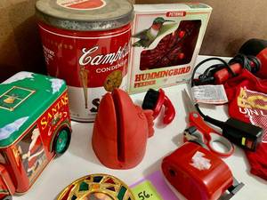 lot 56 image: Red OUT Hairdryer, Pencil Sharpener