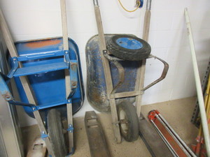 lot 129 image: STEEL WHEELBARROWS WITH A SPARE TIRE