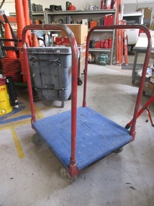 lot 135 image: FOUR WHEEL CART WITH RAILS