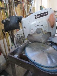lot 159 image: HITACHI 15 MITER SAW WITH EXTRA BLADES