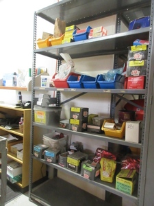 lot 212 image: WAREHOUSE SHELVING UNIT COMES WITH STOCK OF NAILS AND SCREWS
