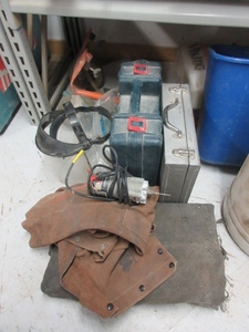 lot 279 image: SUEDE WELDING CAPE, WELDING HEADGEAR WITH NEW SHIELDS AND MORE