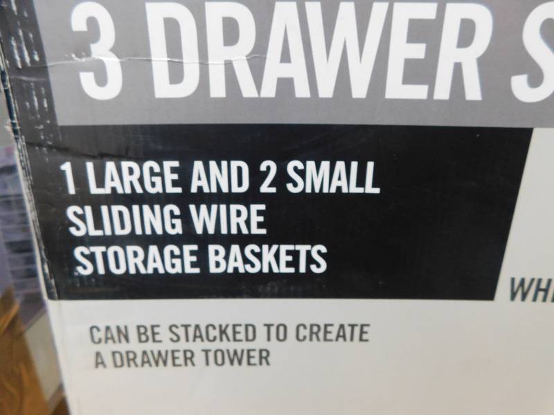 lot 68 image: Everbilt 17.69 in. H x 21.44 in. W White Steel 3-Drawer Close Mesh Wire Basket
