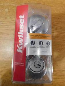 lot 132 image: (6) New Kwikset  660 Series Satin Chrome Single Cylinder Deadbolt