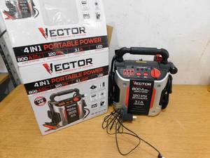 lot 134 image: Vector  800 Peak Amp Jump Starter, 120 PSI Air Compressor, Three USB Charging Ports, Rechargeable