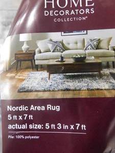 lot 143 image: Home Decorators Collection Nordic Blue 5 ft. x 7 ft. Abstract Shag Area Rug