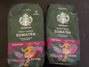 2 Starbucks 12 oz Sumatra Dark Roas...