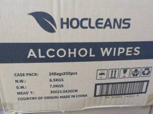 Case of 1200 HoCleans Alcohol Wipes...