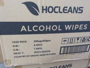 Case of 1200 HoCleans Alcohol Wipes...