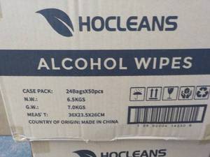Case of 1200 HoCleans Alcohol Wipes...